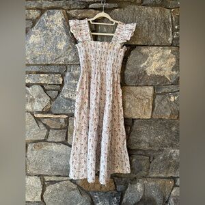 Hill House Ellie Pink Vine Floral Midi Dress